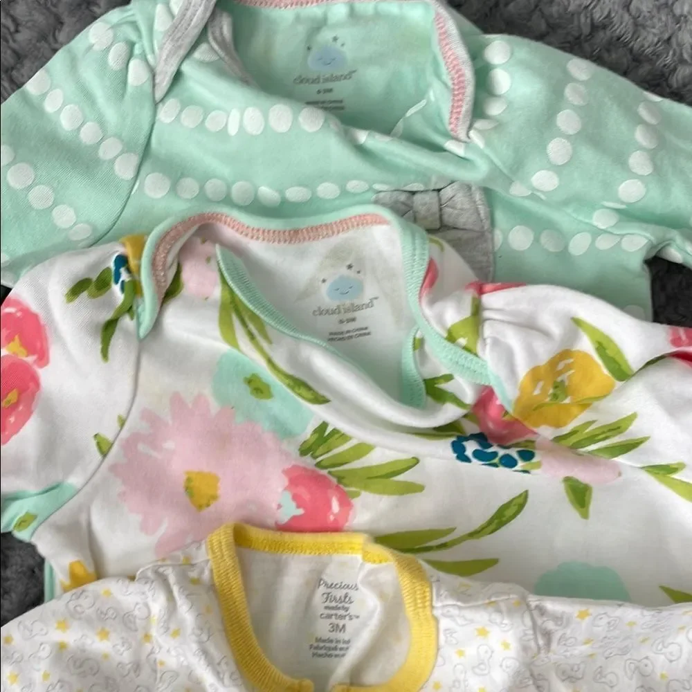 ❤️Carter's Baby Gap Onesie Pajamas Set with Floral and Polka Designs 0-3months